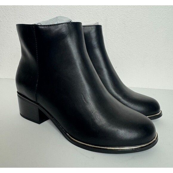 Lane Bryant Sz 11 Wide Faux Leather Chelsea Boots Black Block Heel Side Zip NWB - Picture 1 of 12